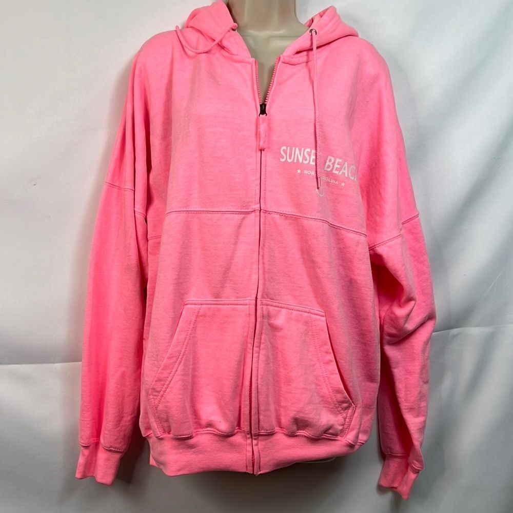 Tsunami Surf Shop Neon Pink sunset Beach spirit sweatshirt size large